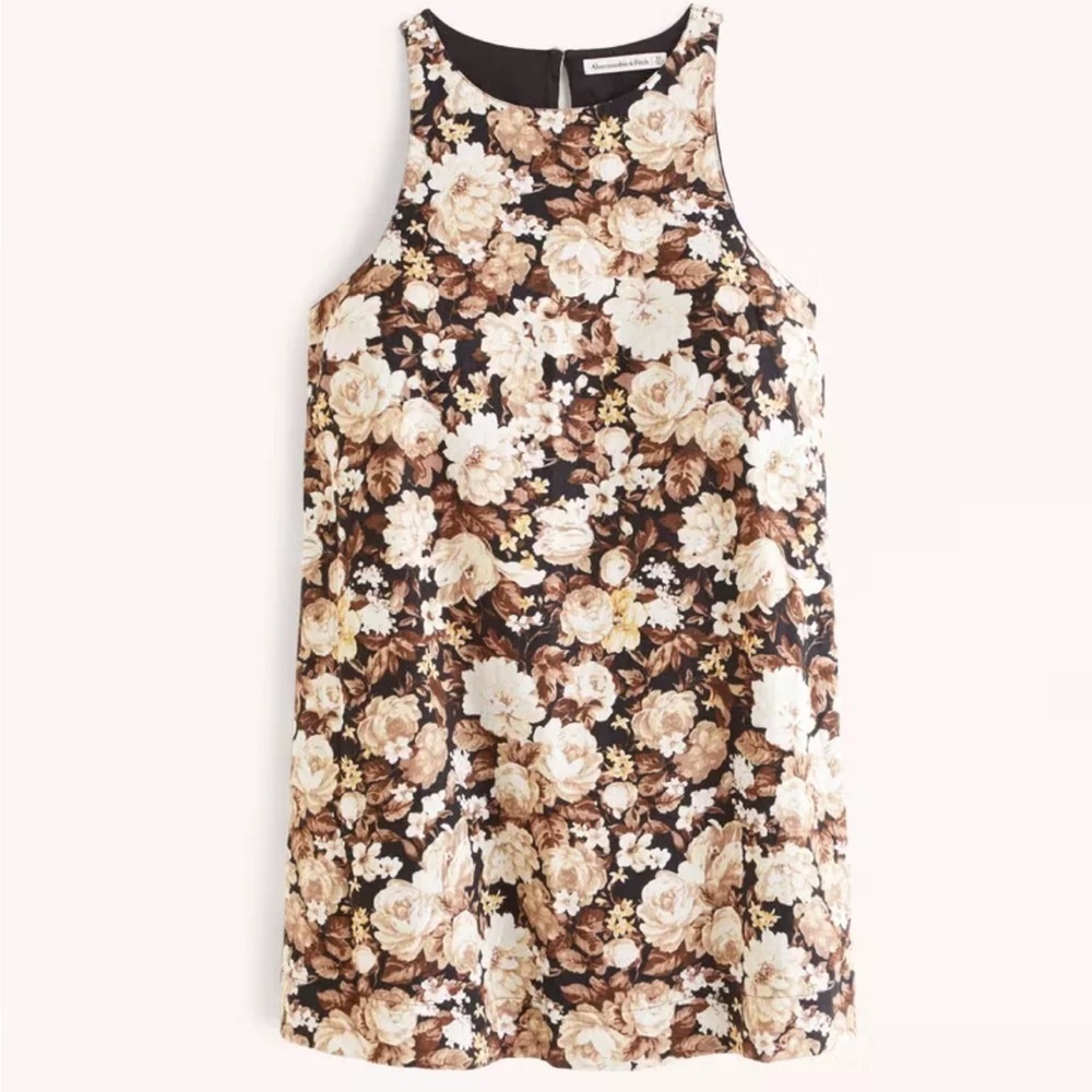 NWT Abercrombie & Fitch High Neck Linen Blend Mini Dress